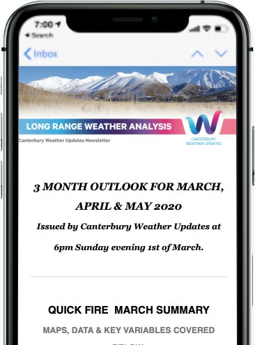 Long-range weather newsletter subscription - Viewed on mobile phone
